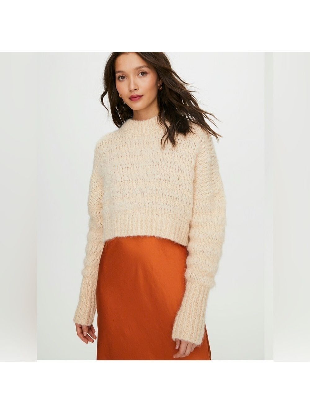 Aritzia Wilfred Lune Alpaca Sweater Large alpaca wool cream mock neck Soft Girl